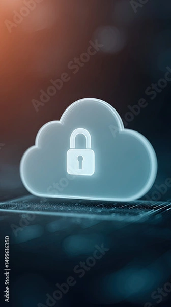 Obraz Cloud with lock icon symbolizing secure data storage and protection