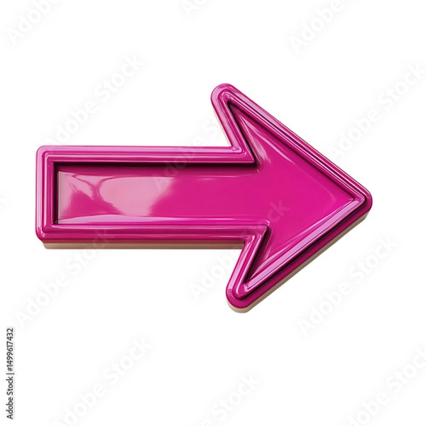 Fototapeta Bold Arrow with Defined Contours in Vivid Fuchsia Isolated on Transparent Background