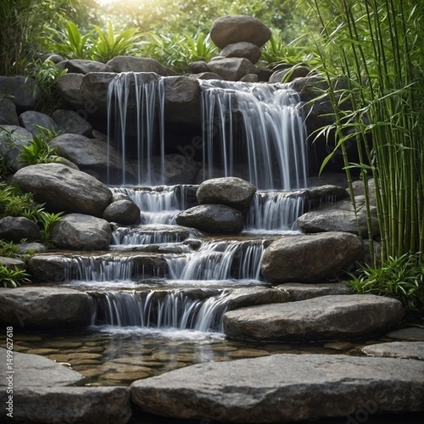 Fototapeta small waterfall in the forest