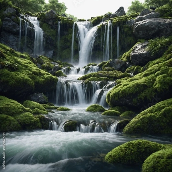 Fototapeta small waterfall in the forest