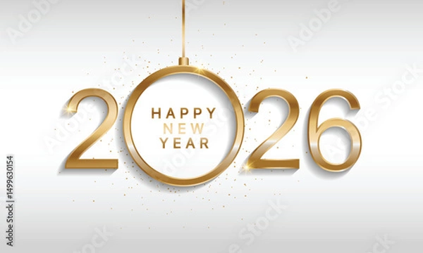 Fototapeta 2026 Happy New Year Background Design. Greeting Card, Banner, Poster. Vector Illustration.