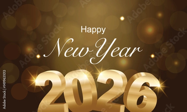 Fototapeta 2026 Happy New Year Background Design. Greeting Card, Banner, Poster. Vector Illustration.
