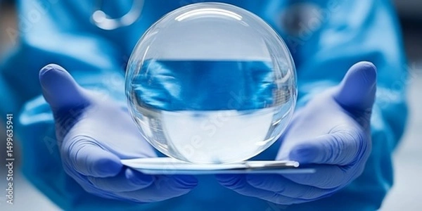 Obraz A person is holding a clear glass ball in their hands