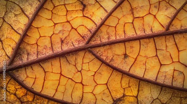 Obraz Detailed close-up of a textured orange leaf showcasing nature's beauty.