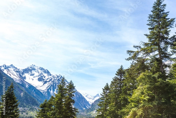 Fototapeta Caucasus Mountains spring landscape. Karachay-Cherkessia, Russia