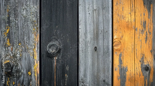 Obraz Textured wooden planks showcasing various natural colors and patterns.