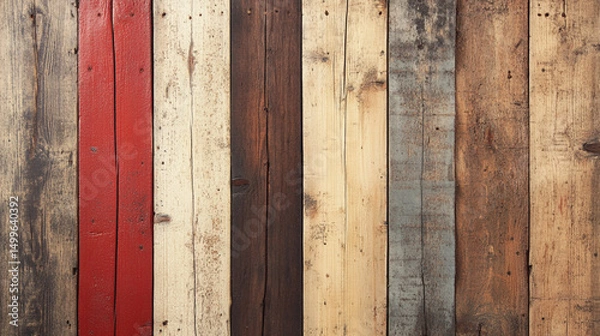 Obraz A rustic wood background featuring a variety of colored planks.