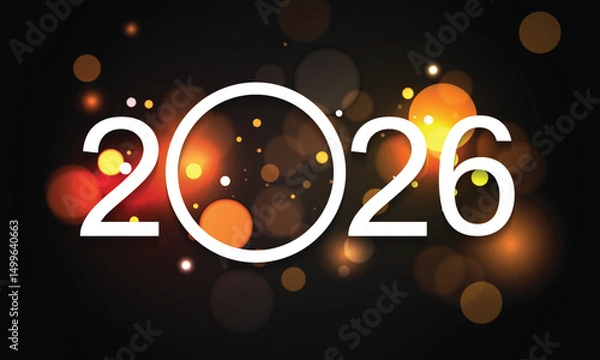 Fototapeta 2026 Happy New Year Background Design. Greeting Card, Banner, Poster. Vector Illustration.