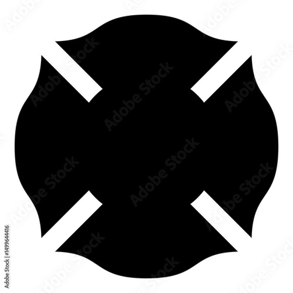 Fototapeta Firefighter cross Malta emblem fire fighter dept icon black color vector illustration image flat style