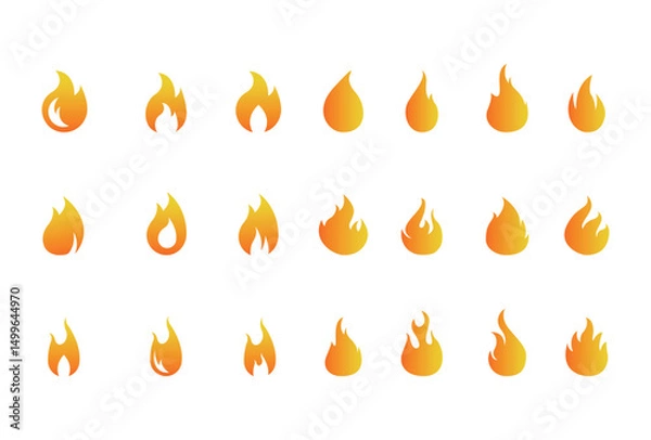 Fototapeta Fire flame icon vector design symbol. Set of fire icons. Flame design of different shapes.