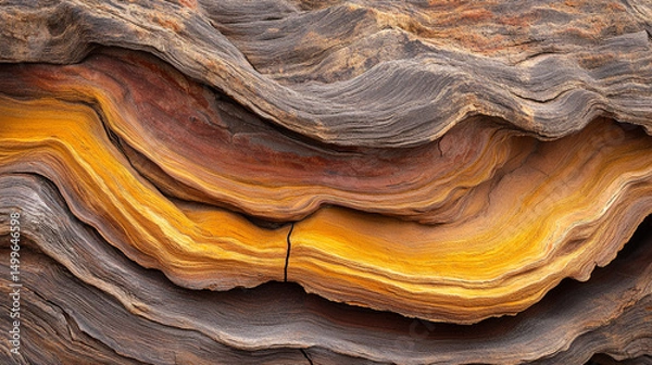 Obraz Close-up of layered wood showcasing vibrant orange and brown textures.