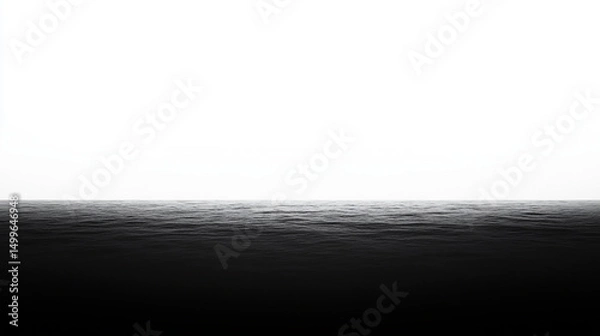 Obraz A serene black and white seascape with a calm horizon.