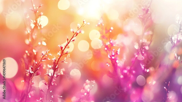Obraz A vibrant, soft-focus floral scene with colorful bokeh effects.