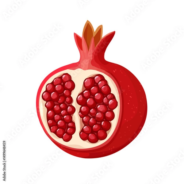 Obraz My very Simple flat 2D icon, whole pomegranate  isolated on a white background, vector, flat design, animation design, simple flat 2D icon, minimalist design, vector design, eps