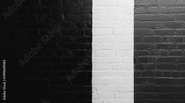 Obraz A minimalistic black and white brick wall with dramatic contrast.