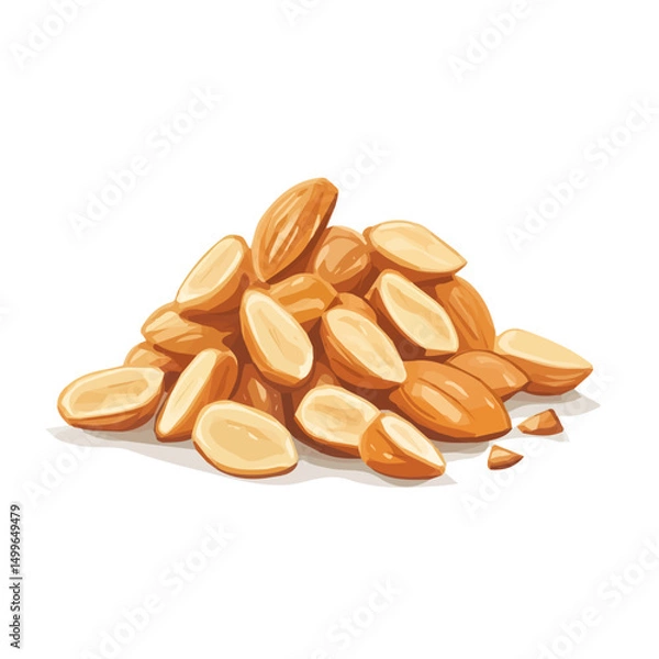 Obraz My very Simple flat 2D icon, peanut brittle pieces isolated on a white background, vector, flat design, animation design, simple flat 2D icon, minimalist design, vector design, eps