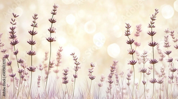 Obraz Delicate lavender flowers against a soft, dreamy bokeh background.