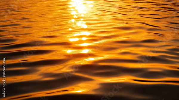 Obraz Golden sunset reflections on water surface, creating a serene atmosphere.