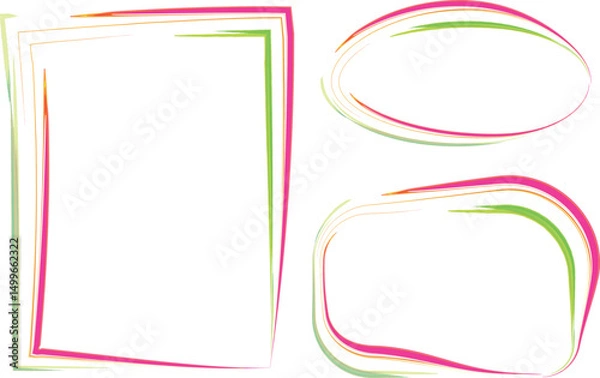 Fototapeta bright pink green colorful abstract line pattern frames shapes collection