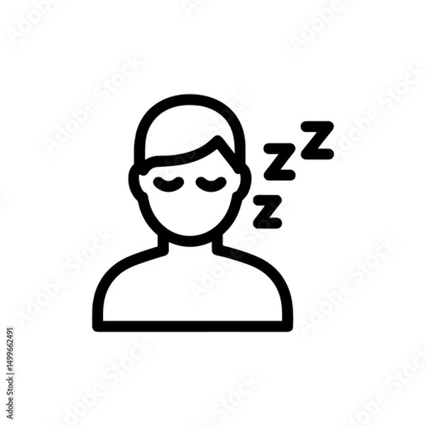 Fototapeta Sleep icon showing a person sleeping with zzz symbols in a simple design 