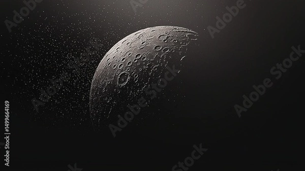 Fototapeta Moon craters with space, and dark background.