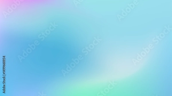 Fototapeta Light Blue smooth abstract gradient background. Holographic blurred