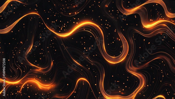 Obraz Bright glowing orange lines create mesmerizing abstract pattern