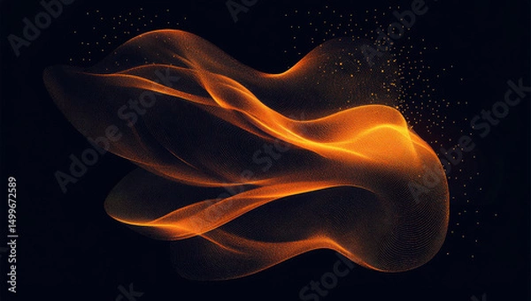Obraz Abstract glowing light effect with orange waves and particles