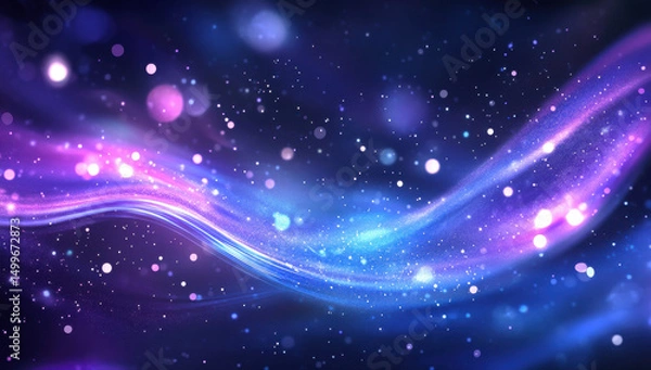 Obraz Abstract blue and purple wavy background with sparkling lights