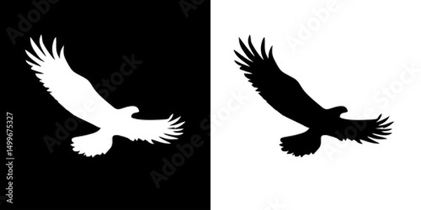 Fototapeta Eagle icon. Animal icon. Land animals. Sea beast. Insect icon. Black icon. Silhouette.
