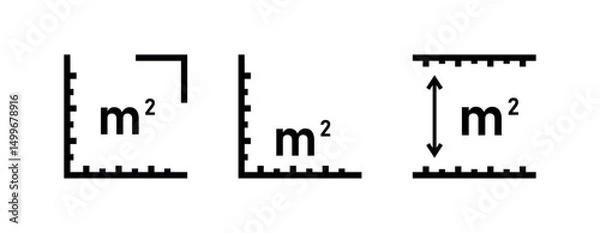 Fototapeta Square Meter Symbol Vector with Scale Ticks, Metric Area Measurement Icon for Architecture, Floor Planning & Space Layout