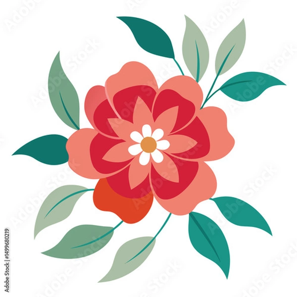 Fototapeta Abstract vector illustration of a vintage floral pattern with leaves and blossoms perfect for spring and summer garden design