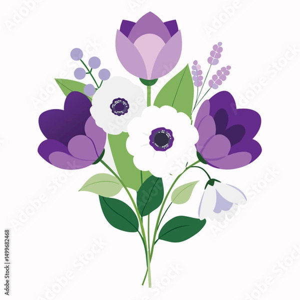Fototapeta A vibrant vector illustration of a pink rose bouquet, featuring a beautiful floral pattern ideal for spring and summer designs