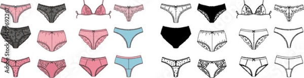 Obraz Vector illustration. Set of women's underwear
