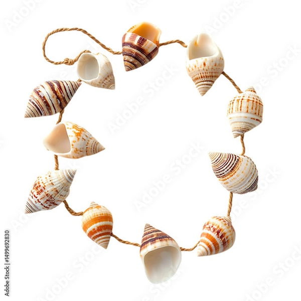 Fototapeta Chic Shell Anklet with Elegantly Arranged Natural Shells Isolated on Transparent Background