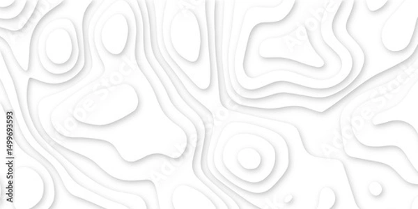 Obraz Abstract white paper cut background. 3d papercut topography relief vector background. Topographic canyon geometric map relief texture. Papercut decoration texture with seamless wavy layers.