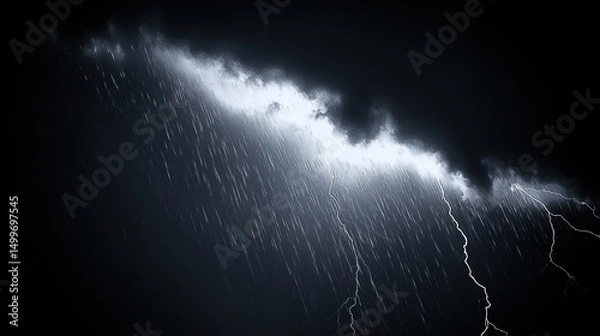Obraz Night Storm Lightning with Rain.