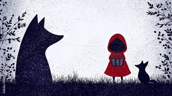 Obraz Little Red Riding Hood with forest encounter.