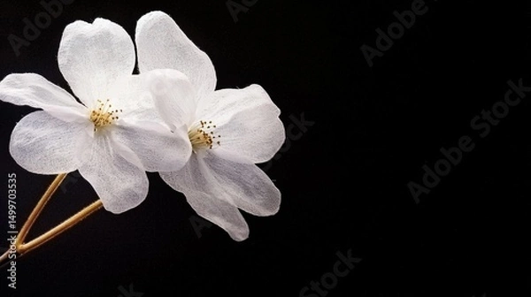 Obraz White Cherry Blossoms with Dark Background.