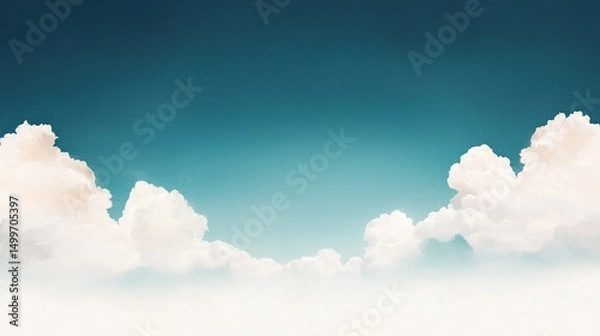 Obraz Serene Sky with Fluffy Cloudscape.