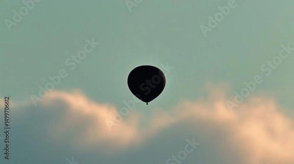 Obraz Black Hot Air Balloon with Cloudy Sky.