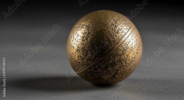 Obraz Textured bronze metallic sphere with central dividing line