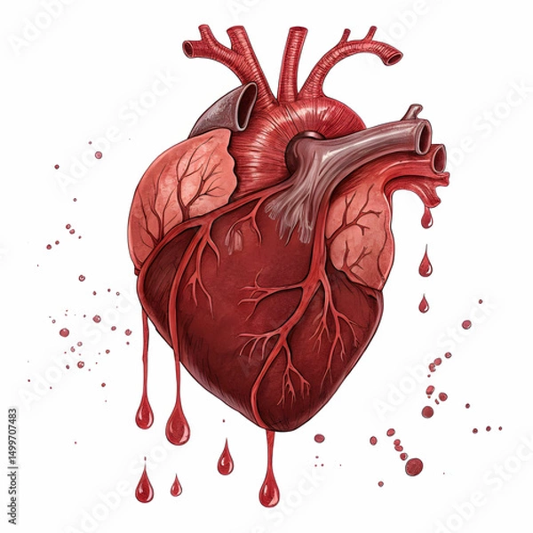 Obraz a heart that has blood dripping out of it