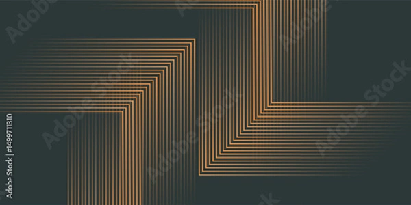Fototapeta 3D black orange techno abstract background overlap layer on dark space with glowing lines decoration. Modern graphic design element arrows style concept for web, poster, flyer, card, or brochure cover