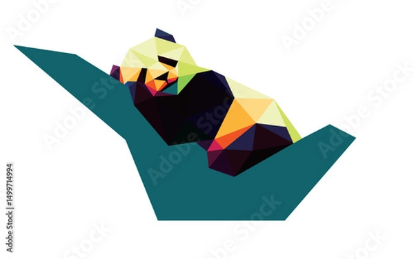 Obraz Sleeping Cute Panda in Colorful Polygonal Logo. Colorful Abstract Vector of Panda. Sleeping Panda Colorful Logo Low Poly.