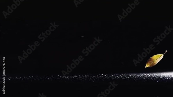 Obraz Falling leaf with dark background.