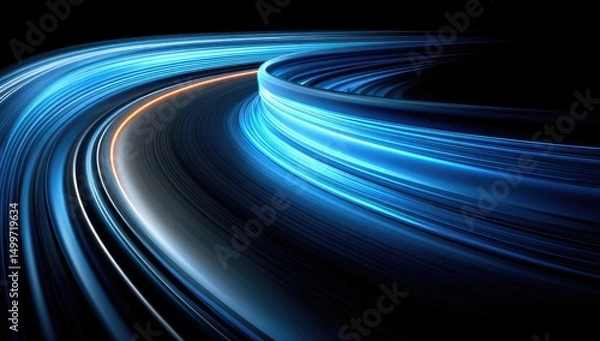 Fototapeta Dynamic light trails form a curved path