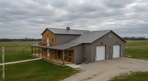 Obraz Rural barndominium home with large yard