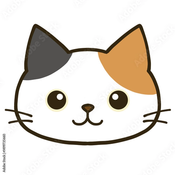 Obraz シンプルなまん丸目の三毛猫