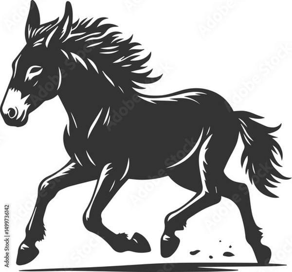 Fototapeta Artwork drawing silhouette vector of a mule